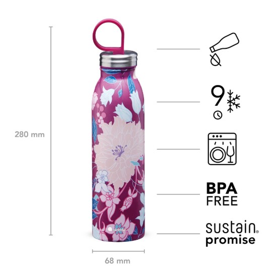 "X Naito Chilled Thermavac" Edelstahlflasche 550 ml, Dahlia Berry - Aladdin