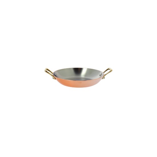 Braadpan "Inocuivre", 12 cm, met messing handgrepen - merk "de Buyer"