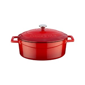 Oval saucepan, cast iron, 25 cm, "Folk" range, red - LAVA brand