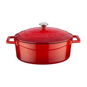 Oval saucepan, cast iron, 29 cm, "Folk" range, red - LAVA brand