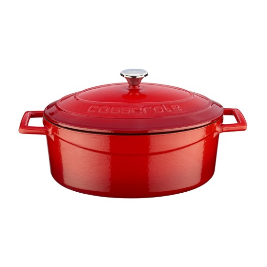 Oval saucepan, cast iron, 29 cm, "Folk" range, red - LAVA brand