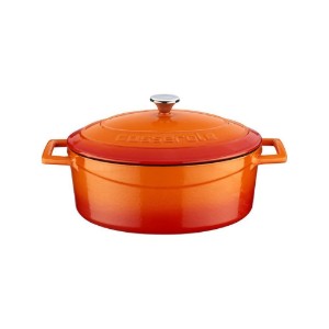 Oval saucepan, cast iron, 25 cm, "Folk" range, orange color - LAVA brand