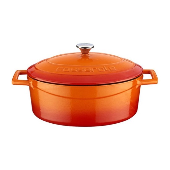 Oval saucepan, cast iron, 29 cm, "Folk" range, orange color - LAVA brand