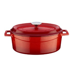 Oval saucepan, cast iron, 31cm/7L, "Trendy", Red - LAVA