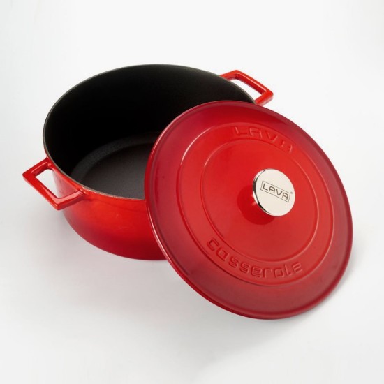 Steelpan, gietijzer, 28 cm, 6,7 l, serie "Folk", rood - merk LAVA