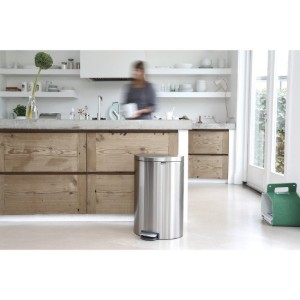 Pattumiera "Flatback Plus" con pedale, 30 L, Acciaio Opaco - Brabantia