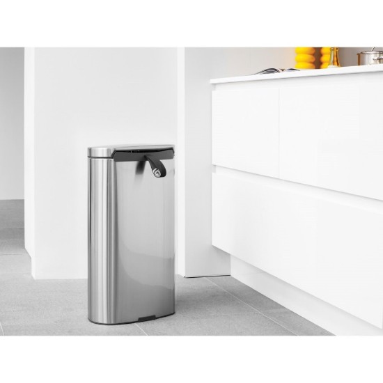 Prullenbak "Flatback Plus" met pedaal, 30 L, Mat Staal - Brabantia
