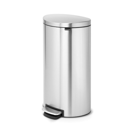 Prullenbak "Flatback Plus" met pedaal, 30 L, Mat Staal - Brabantia