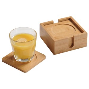 Set di 6 sottobicchieri, 12 x 12 cm, legno di bambù - Kesper