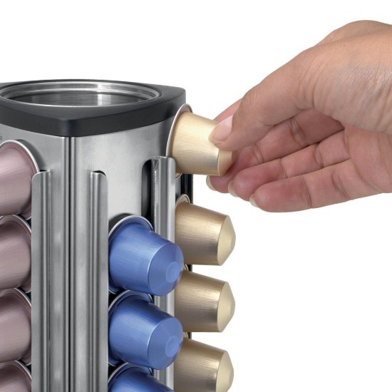 Kaffekapseldispenser, med avtakbar beholder, rustfritt stål, 12 x 12 x 19,5 cm - Brabantia