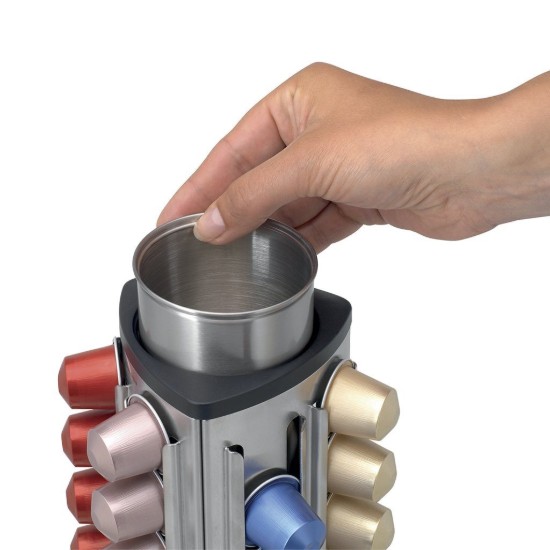 Kaffekapseldispenser, med avtakbar beholder, rustfritt stål, 12 x 12 x 19,5 cm - Brabantia