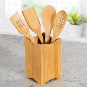 Set van 4 gebruiksvoorwerpen met houder, bamboe - Kesper