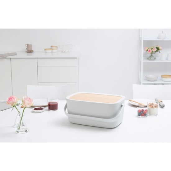Brooddoos met bamboe deksel, 25,5 x 39,5 cm, Lichtgrijs - Brabantia