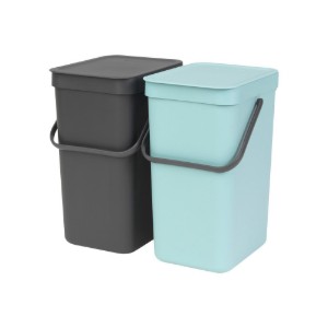 Pattumiera da incasso "Sort & Go", plastica, 2 x 12 L, "Mint / Grey" - Brabantia