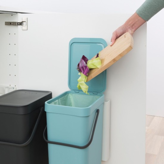 "Sort & Go" ugradbena kanta za smeće, plastika, 2 x 12 L, "Mint / Grey" - Brabantia