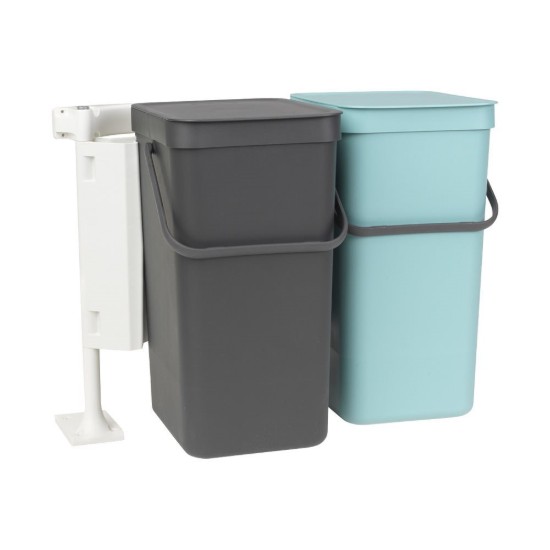 "Sort & Go" inbouw prullenbak, kunststof, 2 x 16 L, "Mint/Grijs" - Brabantia