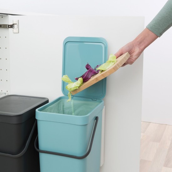 "Sort & Go" inbouw prullenbak, kunststof, 2 x 16 L, "Mint/Grijs" - Brabantia