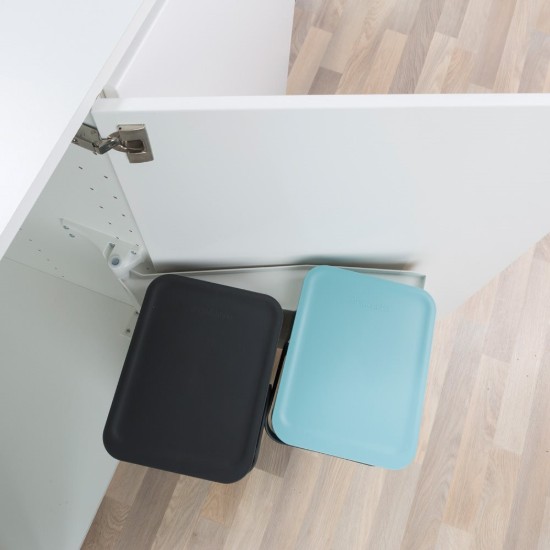 "Sort & Go" inbouw prullenbak, kunststof, 2 x 16 L, "Mint/Grijs" - Brabantia