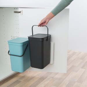Pattumiera da incasso "Sort & Go", plastica, 2 x 16 L, "Mint / Grey" - Brabantia
