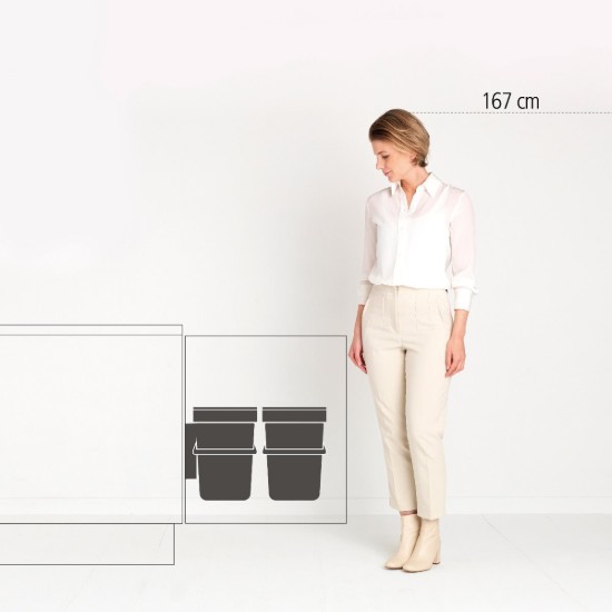 "Sort & Go" inbouw prullenbak, kunststof, 2 x 16 L, "Mint/Grijs" - Brabantia