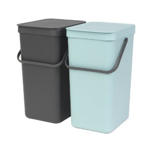 Pattumiera da incasso "Sort & Go", plastica, 2 x 16 L, "Mint / Grey" - Brabantia