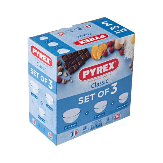 Set di 3 ciotole, in vetro resistente al calore, "Classic" - Pyrex