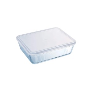 Rechthoekige voedselcontainer, met kunststof deksel, gemaakt van "Cook & Freeze" hittebestendig glas, 2,6 L - Pyrex