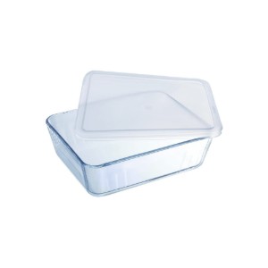 Rectangular food storage container, made from glass, with plastic lid, thermoresistant, 4 L, "Cook & Freeze" - Pyrex