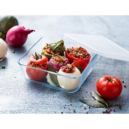 "Cook & Freeze" square food container, made of heat-resistant glass, 2 L, with plastic lid - Pyrex