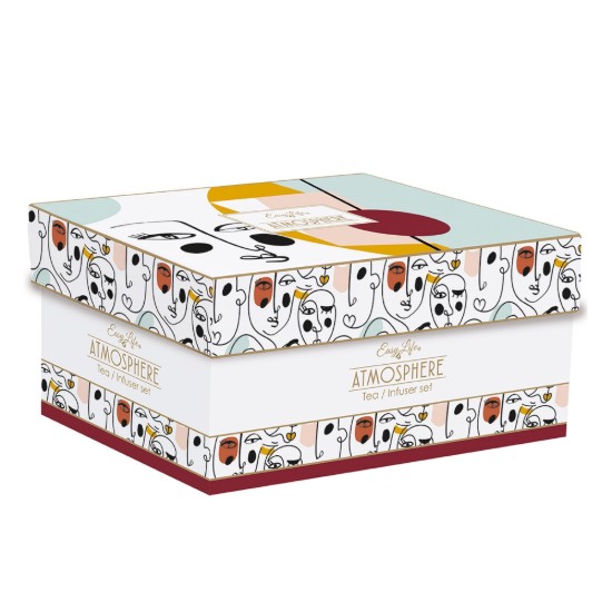  600 ml porcelain teapot with infuser and 2 cups, "Modernism" - Easy Life