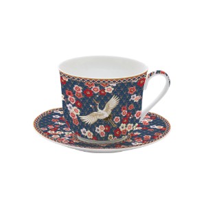 Porcelain cup and saucer, for breakfast, 400 ml, "Okinawa" - Easy Life