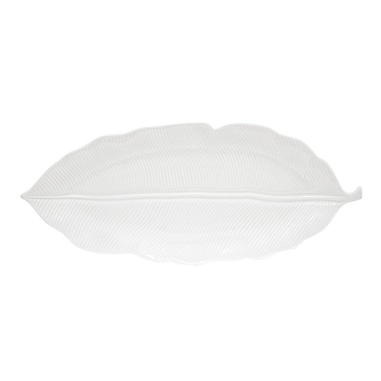"Leaves White" porcelain platter, 39 x 16 cm - Easy Life 