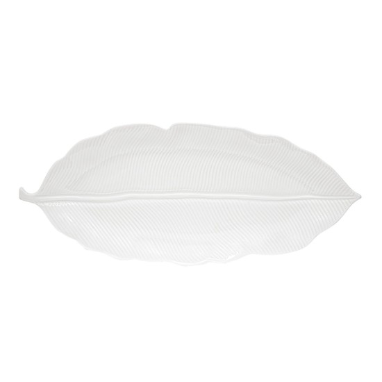 "Leaves White" porcelain platter, 39 x 16 cm - Easy Life 