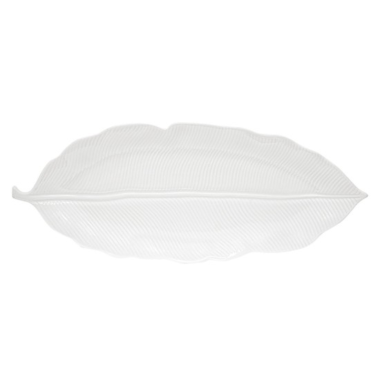 "Leaves White" porcelænsfad, 47 x 19 cm - Easy Life 