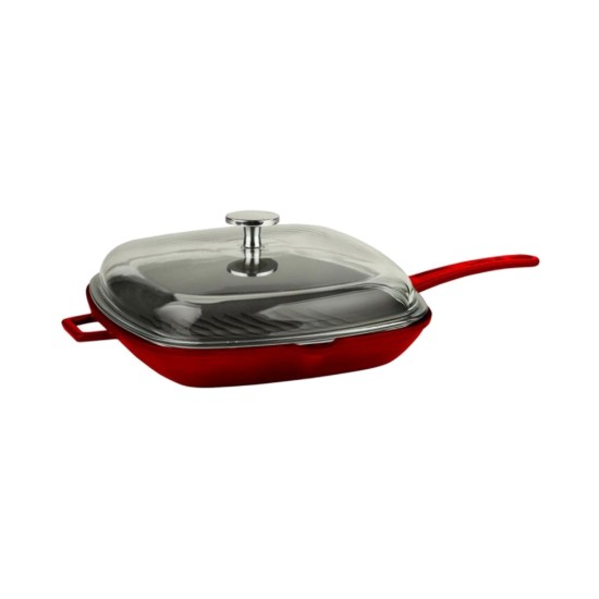 Bistecchiera con coperchio, ghisa, 26 x 26 cm, gamma "Glaze", rossa - marca LAVA