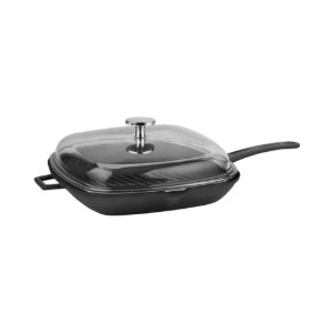 Bistecchiera con coperchio, ghisa, 26 x 26 cm, gamma "Glaze", nera - marca LAVA