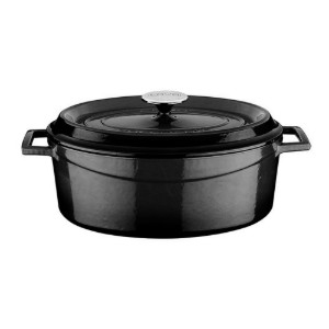 Oval saucepan, cast iron, 31 cm, "Trendy" range, black - LAVA brand