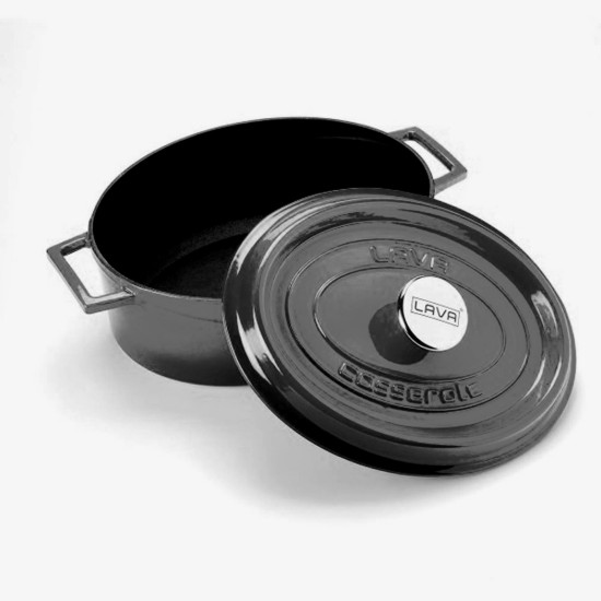 Oval saucepan, cast iron, 31 cm, "Trendy" range, black - LAVA brand