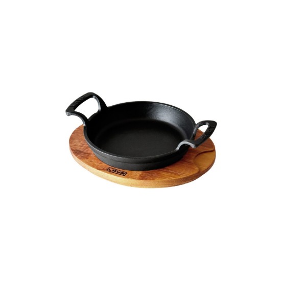 Runde Schale, 16 cm, mit Holzständer, schwarz - Marke LAVA