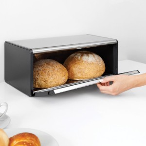 Portapane "Fall Front", acciaio inossidabile, 46,5 x 25 cm, Matt Steel, a prova di impronte digitali - Brabantia