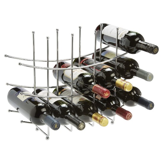 Portabottiglie per 15 bottiglie di vino, finitura cromata - RTA