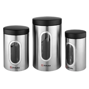 Set di 3 barattoli, acciaio inossidabile - Zokura
