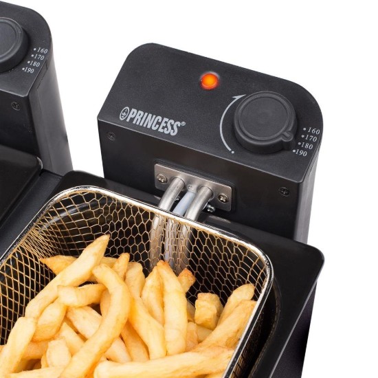 Friggitrice a 2 scomparti, 6 l, 2 x 1800 W, colore nero - Princess