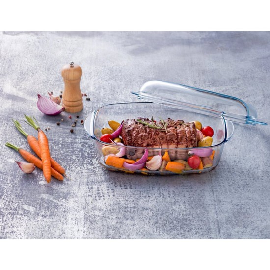 Piatto rettangolare con coperchio, in vetro resistente al calore, "Essentials", 4,4L + 2,3L - Pyrex