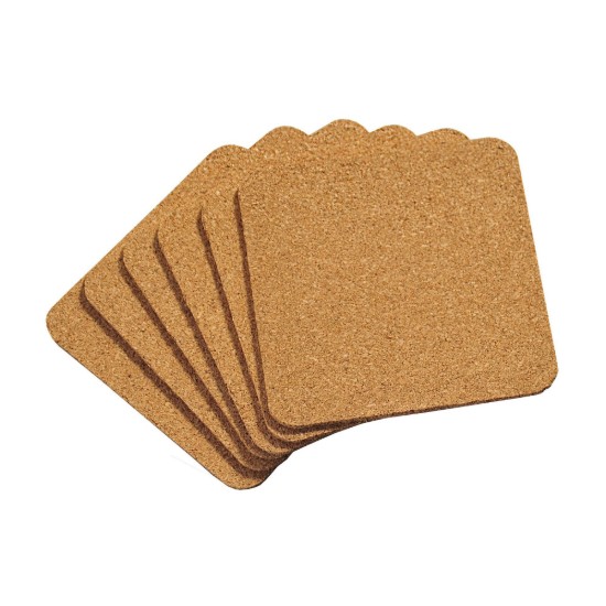 Set di 6 sottobicchieri, quadrati, sughero - Kesper