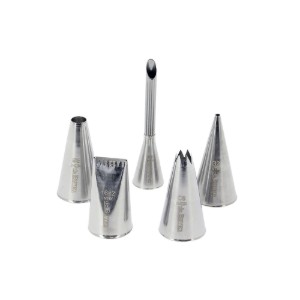 Set di 5 bocchette per pasticceria, in acciaio inox - marca "de Buyer".