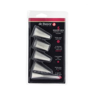 Set di 5 bocchette per pasticceria, in acciaio inox - marca "de Buyer".