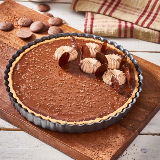Molde de tarta con base desmontable, 29 cm, acero azul - marca "de Buyer"