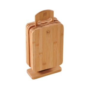 6 chopping boards with stand, 22 x 14 cm, bamboo - Kesper