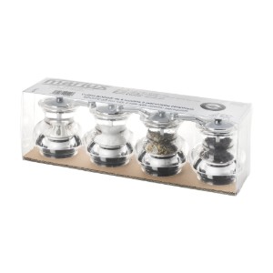 Set van 4 kruidenmolens met slinger, 7 cm, acryl, "Boogie" - Marlux